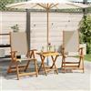 Vidaxl Sedie da Giardino Pieghevoli 2 pz Massello Acacia e Textilene