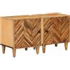 Vidaxl Comodino 2 pz Marrone 40 x 33,5 x 46 cm Legno di mango massello