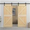 Vidaxl Porta scorrevole 2 pcs Naturale e Nero Legno Massello di Pino