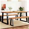 Vidaxl Tavolo da Pranzo Bordi Vivi 180x90x75 cm Legno Massello Acacia