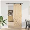 Vidaxl Porta scorrevole NARVIK Naturale e Nero 70 x 210 cm (152,5 cm)