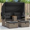 Vidaxl Divano Giardino 2Posti Baldacchino e Sgabelli Grigio Polyrattan