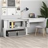 Vidaxl Scrivania Angolo Bianco Lucido 200x50x76 cm Legno Multistrato