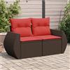 Vidaxl Divano da giardino con cuscini a 2 posti marrone in polyrattan