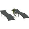Vidaxl Lettini Prendisole 2 pz con Tavolino Grigio in Polyrattan