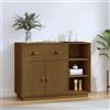 Vidaxl Credenza Marrone Ambra 98,5x40x75 cm in Legno Massello di Pino