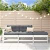 Vidaxl Set Divani da Giardino 3pz con Cuscini in Legno Massello Bianco