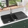 Vidaxl Lavello da Cucina in Granito Vasca Doppia Nero