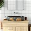 Vidaxl Lavabo da Appoggio Grigio e Nero Ovale 59x40x14 cm Ceramica