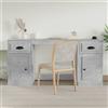 Vidaxl Scrivania con Armadietto Grigio Cemento in Legno Multistrato