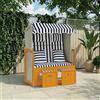 Vidaxl Strandkorb con Cuscini in Polyrattan Legno Massello Bianco Blu