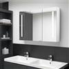 Vidaxl Armadietto Bagno con Specchio e LED Bianco Lucido 89x14x62 cm