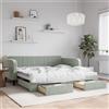 Vidaxl Divano Letto Estraibile Cassetti Grigio Chiaro 100x200 Velluto