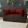 Vidaxl Divani Angolari da Giardino con Cuscini 2pz Polyrattan Marrone