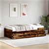Vidaxl Divano Letto con Cassetti senza Materasso Rovere Fumo 75x190 cm