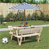 Vidaxl Tavolo da Picnic per 4 Bambini con Ombrellone Legno di Abete