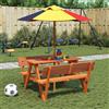 Vidaxl Tavolo da Picnic per 4 Bambini con Ombrellone Legno di Abete