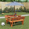 Vidaxl Tavolo da Picnic per 4 Bambini con Ombrellone Legno di Abete