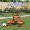 Vidaxl Tavolo Picnic per 4 Bambini con Ombrellone Rotondo Legno Abete