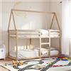 Vidaxl Letto a Castello con Tetto 80x200 cm in Legno Massello di Pino