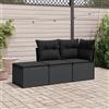 Vidaxl Set Divani da Giardino 3 pz con Cuscini in Polyrattan Nero