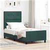 Vidaxl Letto a molle con testiera Verde Scuro 90 x 200 cm Velluto