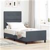 Vidaxl Letto a molle con testiera Grigio scuro 100 x 200 cm Velluto