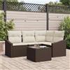 Vidaxl Set di divani con cuscino 5 pcs Marrone polyrattan