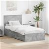 Vidaxl Struttura del letto Grigio Certo e Argento 75 x 190 cm