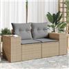 Vidaxl Divano da Giardino con Cuscini a 2 Posti Beige in Polyrattan