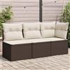 Vidaxl Divano da Giardino a 3 Posti con Cuscini in Polyrattan Marrone