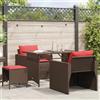 Vidaxl Set Divano da Giardino 4 pz con Cuscini Marrone in Polyrattan