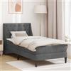 Vidaxl Struttura letto con materasso Grigio scuro 100 x 200 cm Velluto
