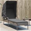Vidaxl Lettino Prendisole con Baldacchino Grigio in Polyrattan