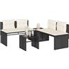 Vidaxl Set Divani da Giardino 4 pz con Cuscini Nero in Polyrattan