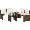 Vidaxl Set Divano da Giardino 4 pz con Cuscini Marrone in Polyrattan