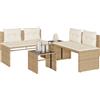 Vidaxl Set Divano da Giardino 4 pz con Cuscini Beige in Polyrattan