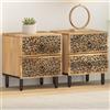 Vidaxl Comodini 2pz 40x33x46 cm in Legno Massello di Mango