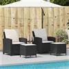 Vidaxl Set Divani da Giardino 4 pz con Cuscini Nero in Polyrattan