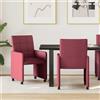 Vidaxl Sedie da Pranzo con Ruote 2 pz Tessuto Rosso vino