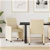 Vidaxl Sedie da Pranzo con Ruote 2 pz Tessuto Crema 58 x 65 x 94 cm