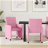 Vidaxl Sedie da Pranzo con Ruote 2 pz Tessuto Rosa 58 x 65 x 94 cm