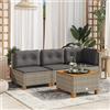 Vidaxl Divano da Giardino con Cuscini 3 Posti Grigio in Polyrattan
