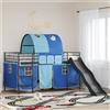 Vidaxl Letto a castello per bambini con tende Nero e Blu 80 x 200 cm