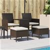 Vidaxl Divano da Giardino a 2 Posti Tavolino e Pouf Polyrattan Marrone