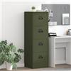 Vidaxl Armadio per File con cassetto Verde oliva 45,5 x 42 x 139 cm