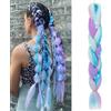 Benehair Extension Per Treccine Africane 60 cm Treccia Capelli Extension Colorate Jumbo Treccia Finta Capelli Fibra Sintetica Extensions per Treccine Lilla mescolato con Azzurro cielo