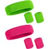 YIPFEN Party Fashion 6 pezzi accessori anni '80 fluo fascia e polsini fluorescenti verde e rosa fucsia per look dinamico e colorato