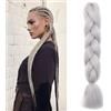 Benehair Extension Per Treccine Africane 60 cm Treccia Capelli Extension Colorate Jumbo Treccia Finta Capelli Fibra Sintetica Extensions per Treccine Grigio chiaro
