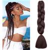 Benehair Extension Per Treccine Africane 60 cm Treccia Capelli Extension Colorate Jumbo Treccia Finta Capelli Fibra Sintetica Extensions per Treccine Marrone castano scuro